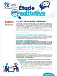 Etude de l'Unaf sur le travail scolaire à la maison